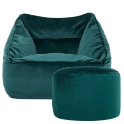Zitzakken-icon Zitzak en XL Poef Natalia - Fluwelen Zitzak - Blauwgroen