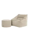 Zitzakken-icon Zitzak en XL Poef Natalia - Chenille Zitzak Fauteuil - Beige