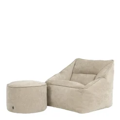 Zitzakken-icon Zitzak en XL Poef Natalia - Chenille Zitzak Fauteuil - Beige