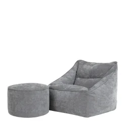 icon Zitzak en XL Poef Natalia - Chenille Zitzak Fauteuil - Grijs
