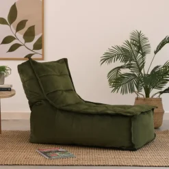 icon Zitzak Lounger Dolce - Fluwelen Zitzak - Olijfgroen