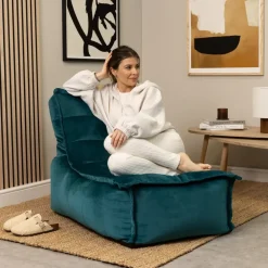 Zitzakken-icon Zitzak Lounger Dolce - Fluwelen Zitzak - Blauwgroen