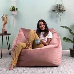 icon Zitzak Natalia - Fluwelen Zitzakfauteuil - Oud roze