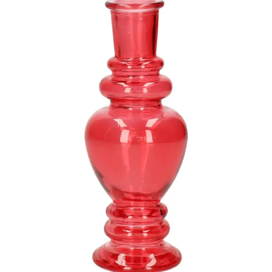 Vazen-Ideas 4 Seasons Bloemenvaas Venice - glas - koraal rood - D5.7 x H15 cm