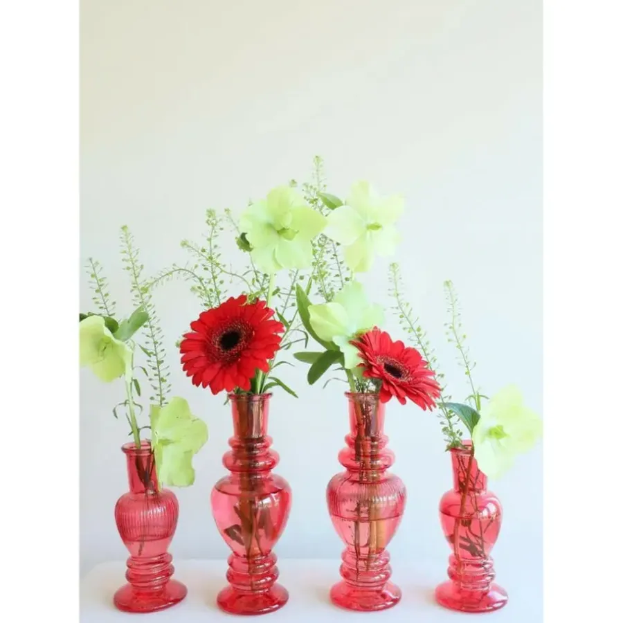 Vazen-Ideas 4 Seasons Bloemenvaas Venice - glas - koraal rood - D5.7 x H15 cm