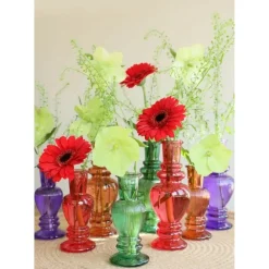 Vazen-Ideas 4 Seasons Bloemenvaas Venice - glas - koraal rood - D5.7 x H15 cm