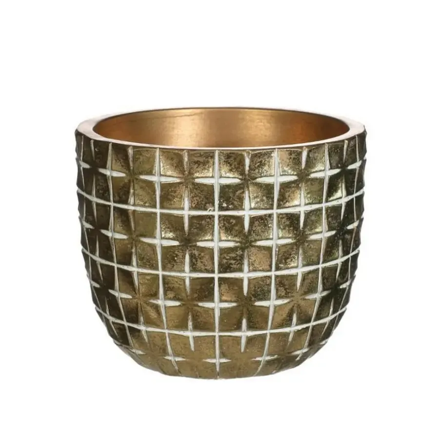 Ideas 4 Seasons Ideas4Seasons Bloempot ruit motief Hanoi - goud - D14 x H12 cm