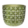 Ideas 4 Seasons Ideas4seasons Bloempot ruit motief Hanoi - metallic groen - D18 x H15 cm