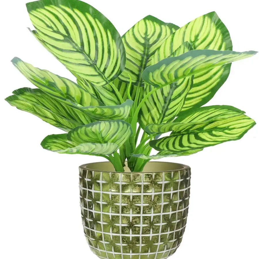Ideas 4 Seasons Ideas4seasons Bloempot ruit motief Hanoi - metallic groen - D18 x H15 cm