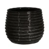 Bloempotten Voor Binnen-Ideas 4 Seasons Ideas4seasons Plantenpot ribbel - zwart - D14 x H10 cm