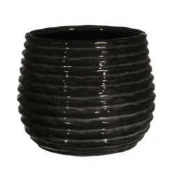 Bloempotten Voor Binnen-Ideas 4 Seasons Ideas4seasons Plantenpot ribbel - zwart - D14 x H10 cm