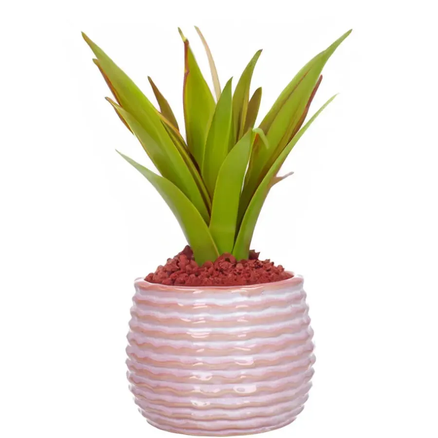 Ideas 4 Seasons Ideas4seasons Plantenpot ribbel - zachtroze - D14 x H10 cm