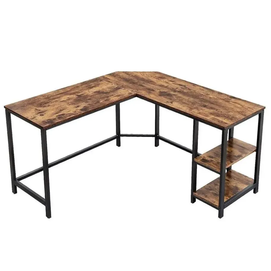 Parya Home Industrieel hoek bureau - MDF - Metaal - Zwart