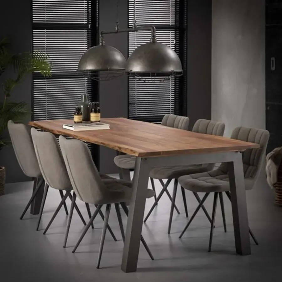 Dimehouse Industriële acacia houten eetkamertafel Edge 180 cm - Hout - Bruin