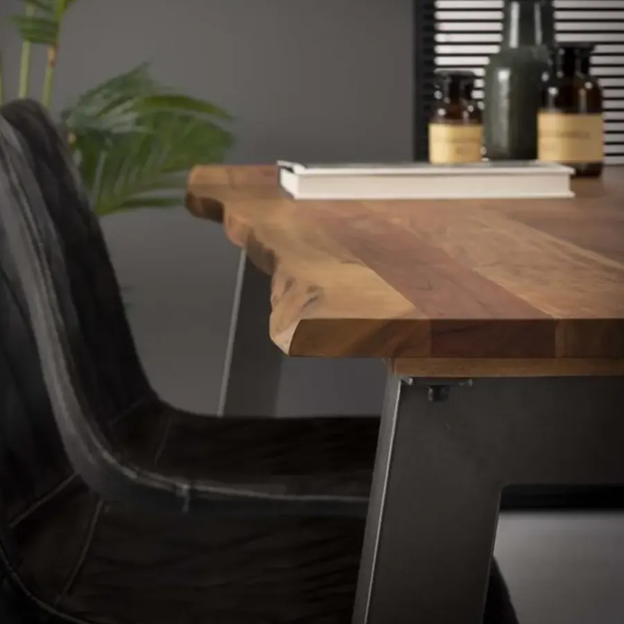 Dimehouse Industriële acacia houten eetkamertafel Edge 180 cm - Hout - Bruin