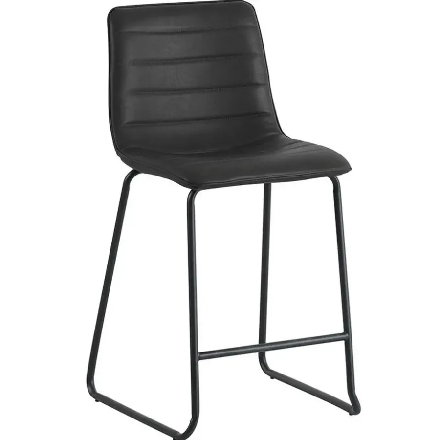 Dimehouse Industriële barkruk Mark zwart - Zithoogte 65 cm - Kunstleder - Zwart