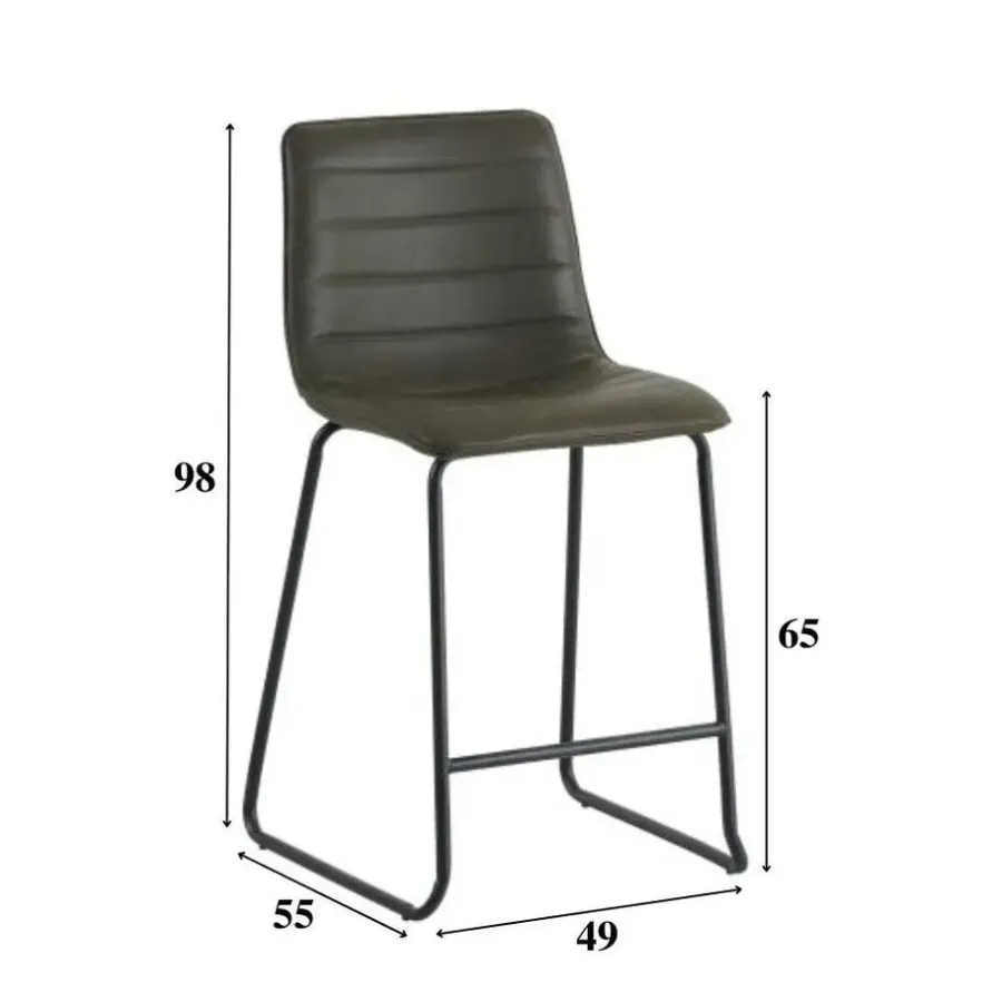 Dimehouse Industriële barkruk Mark zwart - Zithoogte 65 cm - Kunstleder - Zwart