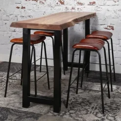 Dimehouse Industriële bartafel boomstam acaciahout Vince 150 cm - Hout - Bruin