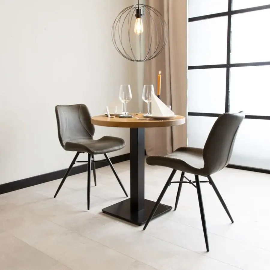 Dimehouse Industriële bistrotafel 70x70 rond metaal mangohout 70x70x73 cm Mangohout
