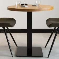 Dimehouse Industriële bistrotafel 70x70 rond metaal mangohout 70x70x73 cm Mangohout