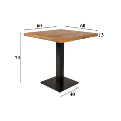 Dimehouse Industriële bistrotafel 60x60 vierkant metaal mangohout 60x60x73 cm
