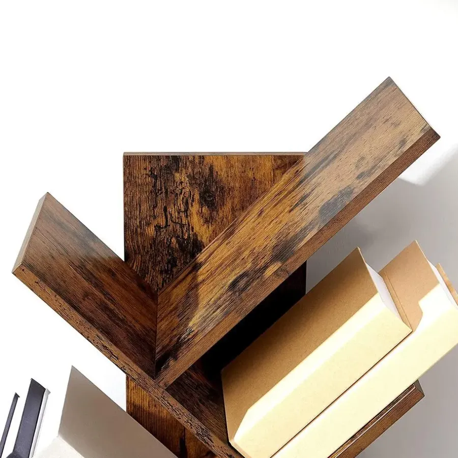 Merkloos Industriële Boekenkast - Vintage - 8 Planken - Hout - Bruin