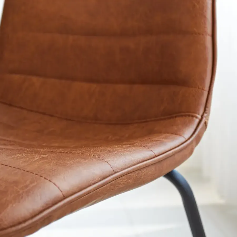 Eetkamerstoelen-Dimehouse Industriële eetkamerstoel Mark cognac - Kunstleder - Bruin