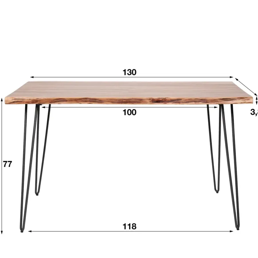 Industriële Eettafels-Dimehouse Industriële eettafel acaciahout Novi 130x70 cm - Hout - Bruin