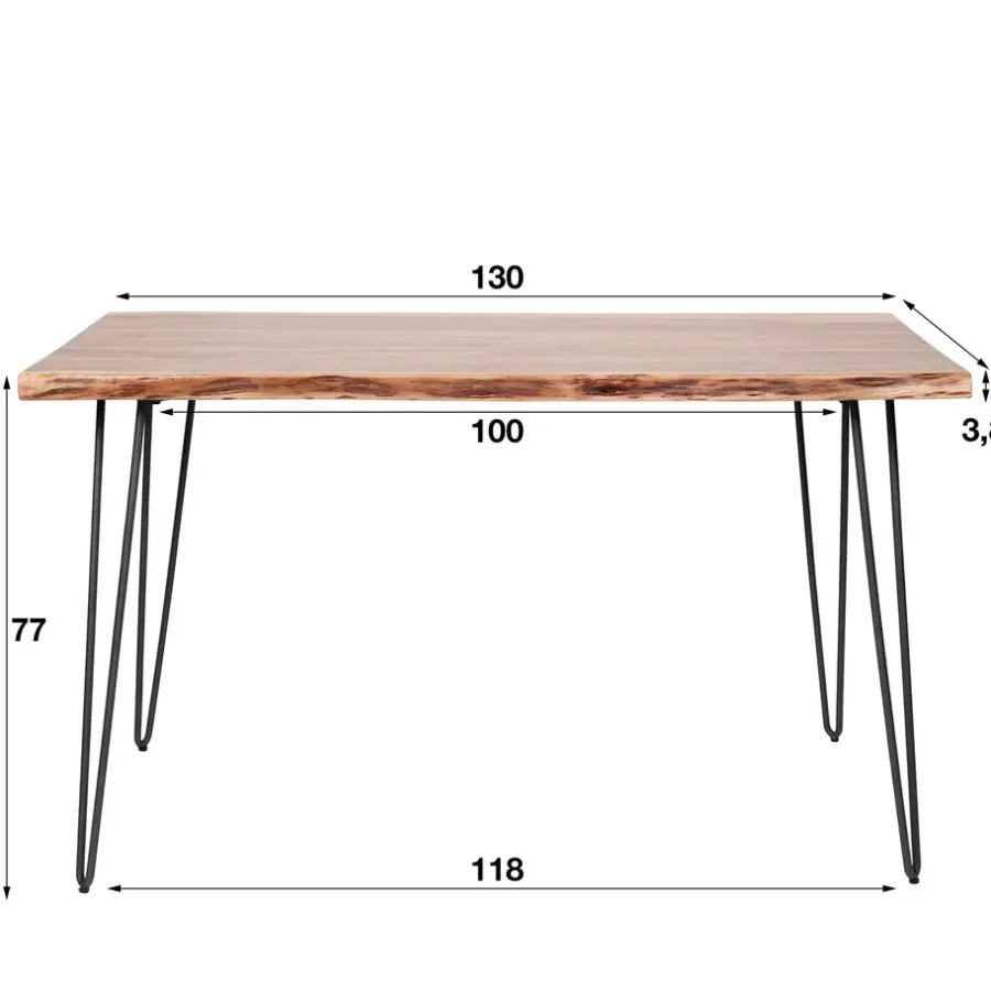 Industriële Eettafels-Dimehouse Industriële eettafel acaciahout Novi 130x70 cm - Hout - Bruin
