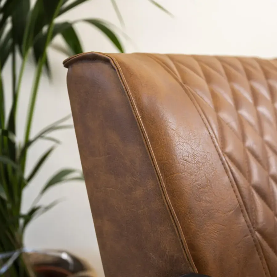 Dimehouse Industriële fauteuil Peter Cognac - Kunstleder - Bruin