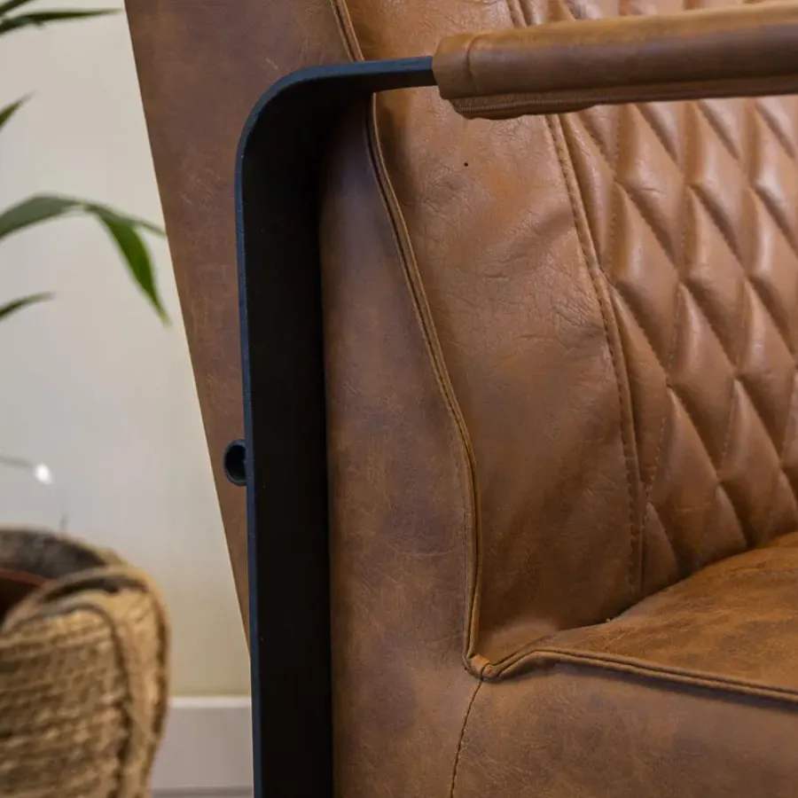 Dimehouse Industriële fauteuil Peter Cognac - Kunstleder - Bruin