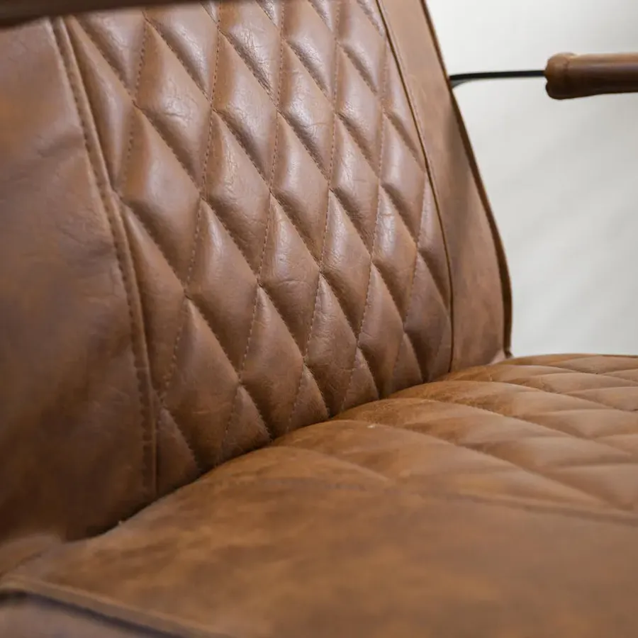 Dimehouse Industriële fauteuil Peter Cognac - Kunstleder - Bruin