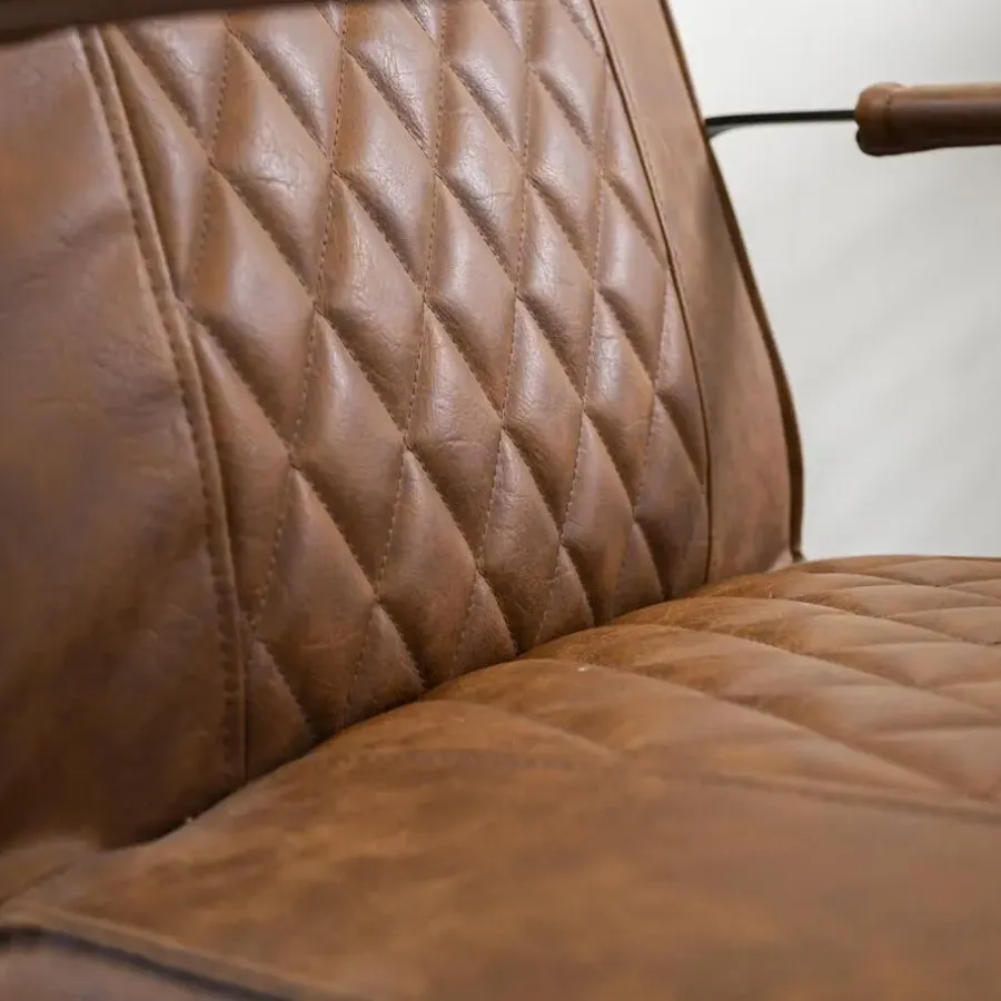 Dimehouse Industriële fauteuil Peter Cognac - Kunstleder - Bruin