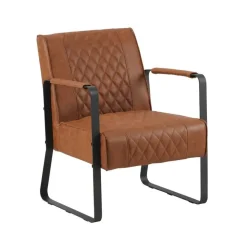 Dimehouse Industriële fauteuil Peter Cognac - Kunstleder - Bruin