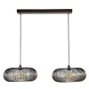 Dimehouse Industriële hanglamp Jill 2-lichts koper bruin - 43x102x150 cm - Nikkel - Zwart