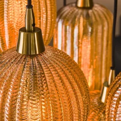 Dimehouse Industriële hanglamp Olaf amber 7-lichts glas - 38x95x150 cm - Amber color glas