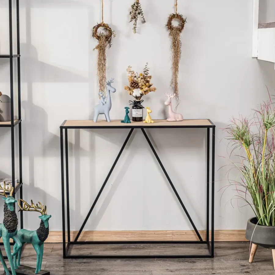 Sidetables-Nordlys Industriële houten en zwarte metalen consolestijl