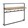 Kapstokken-Dimehouse Industriële kapstok Naomi 12 haken acaciahout metaal 30x100x80 cm Hout