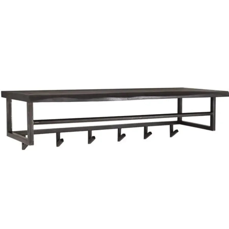 Dimehouse Industriële kapstok Yme acaciahout metaal - 30x100x27 cm - Hout - Bruin