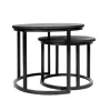 Dimehouse Industriële salontafel set van 2 Rosa zwart - 54x54x44 cm - Mangohout - Zwart