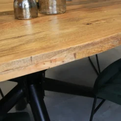 Dimehouse Industriële tafel ovaal Oregon mangohout 180x100 cm - Mangohout - Bruin