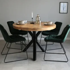 Dimehouse Industriële tafel ovaal Oregon mangohout 180x100 cm - Mangohout - Bruin