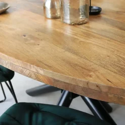 Dimehouse Industriële tafel ovaal Oregon mangohout 180x100 cm - Mangohout - Bruin