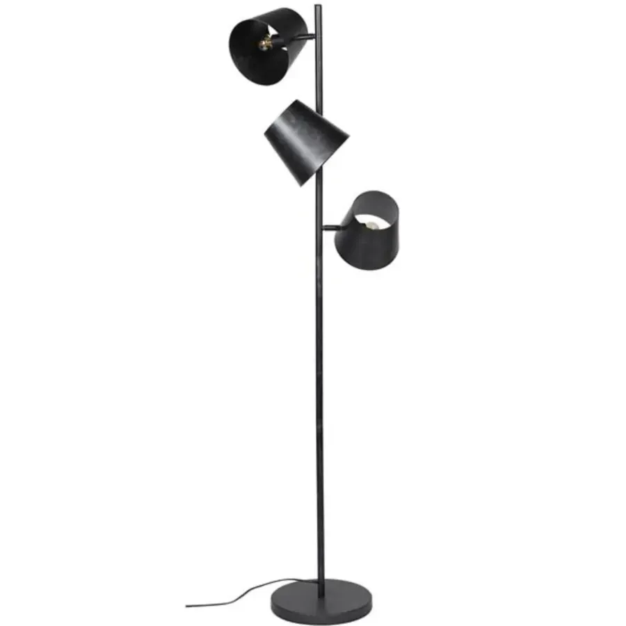 Staande Lampen-Dimehouse Industriële vloerlamp Carta 3-lichts zwart metaal 167x40x167 cm Metaal