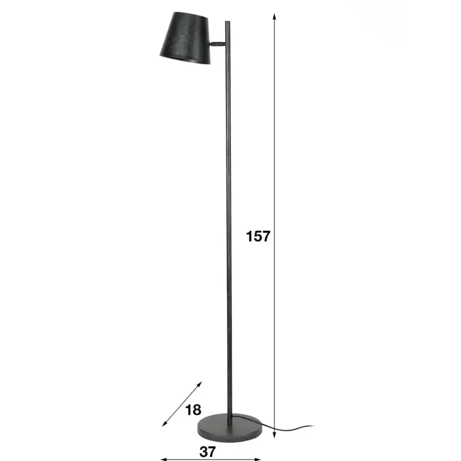 Staande Lampen-Dimehouse Industriële vloerlamp Sienna metaal antraciet - 157x37x157 cm - Metaal - Grijs