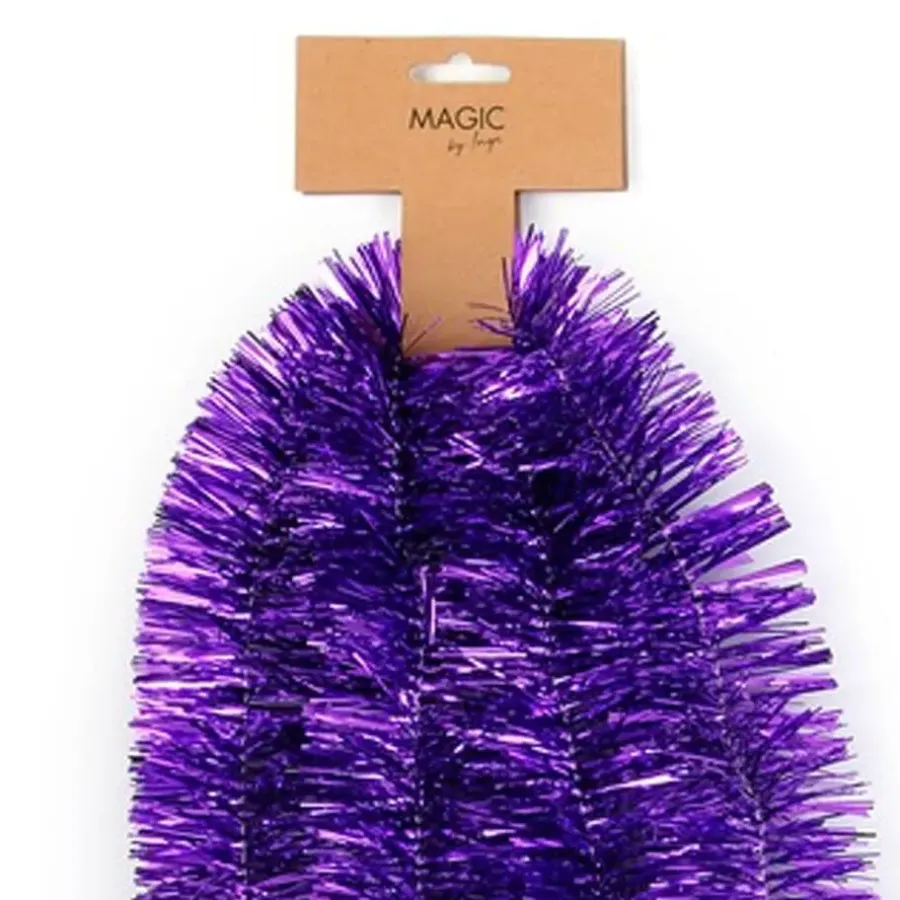Kerstdecoratie-Inge-glas Inge Christmas Decor kerstslinger - paars - folie - 750 x 7,5 cm