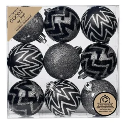 Kerstballen-Inge-glas Inge Christmas Goods Kerstballen - 9st - kunststof zwart - 6 cm