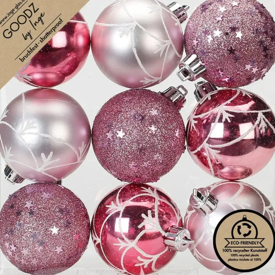 Inge-glas Inge Christmas Goodz kerstballen 9x - 6 cm -kunststof -roze