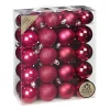 Kerstballen|Kerstdecoratie-Inge-glas Inge Christmas kerstballen - 44x - bessen roze - kunststof - mix