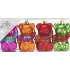 Inge-glas Inge Christmas Kerstballen - beertjes - 4x - gekleurd - 8 cm